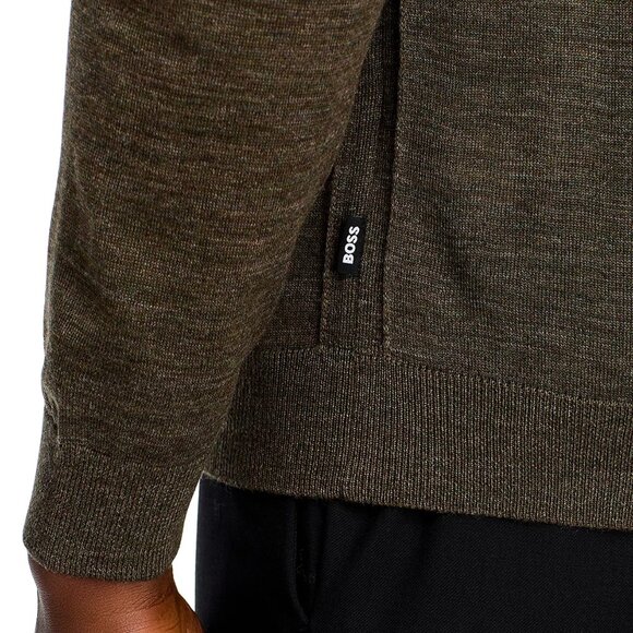 Hugo Boss Men's Long Sleeve BOSS Musso Turtleneck Virgin Wool Knit Sweater Green - Picture 4 of 6